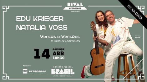 EDU KRIEGER E NATALIA VOSS DE VOLTA COM “VERSOS E VERSÕES – A VIDA EM PARÓDIAS” NO TEATRO RIVAL PETROBRAS
