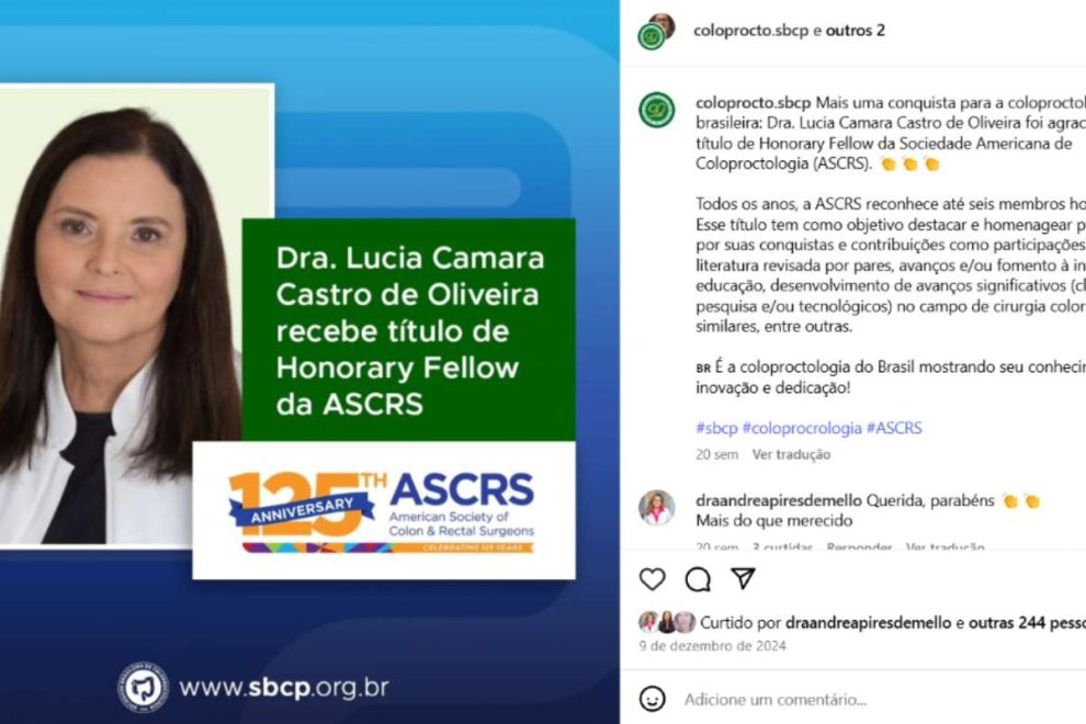 Coloproctologista brasileira será homenageada no maior congresso mundial da especialidade